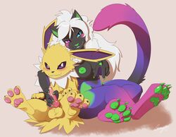 1boy 1girls 2017 black_fur blush building canine domination duo eeveelution erebus_(pokemon) erection feet feline female feral first_person_view fur furry furry_only half-closed_eyes handjob hi_res house interspecies jolteon licking looking_at_viewer male/female male_jolteon mammal nintendo non original_character paws penis plain_background pokémon_(species) pokemon pokephilia simple_background straight tail testicles tongue tongue_out uncensored video_games worship yellow_fur