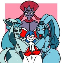 big_breasts breasts cleavage eeveelution female furry glaceon huge_breasts kingretrokirby lopunny pokemon pokemon_(species) tagme thick_thighs weavile wide_hips