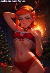 ai_generated ben_10 big_ass big_breasts christmas christmas_outfit gwen_tennyson gwen_tennyson_(classic) ryuuziken01 short_hair smile solo