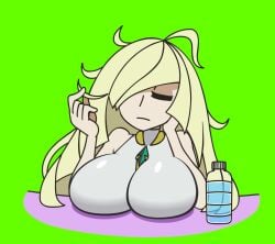1girls 2d 2d_animation absurd_res ahoge animated animation athletic athletic_female bare_shoulders big_breasts blonde_female blonde_hair bottle breast_focus breasts breasts_on_table closed_eyes clothed clothes clothing female female_only fit fit_female game_freak green_background green_eyes half-closed_eyes huge_breasts human human_only large_breasts light-skinned_female light_skin long_hair lusamine_(pokemon) messy_hair milf minus8 mommy mommy_kink mother narrowed_eyes nintendo no_bra no_sound pale-skinned_female pale_skin platinum_blonde_hair pokemon pokemon_sm see-through simple_background sitting smooth_skin solo solo_female spilled_drink surprised surprised_expression table tagme top_heavy top_heavy_breasts topwear upper_body very_long_hair video water water_bottle wet wet_clothes wet_clothing