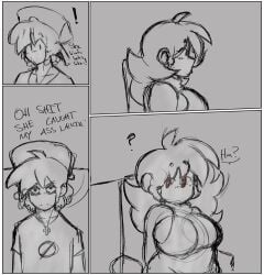 1boy 1girls big_breasts boyfriend_(friday_night_funkin) caught_staring chubby_female comic demon_girl friday_night_funkin girlfriend_(friday_night_funkin) glare meme movie_theater sfw sketch zakai_(zeeverse) zeeverse zeezuu