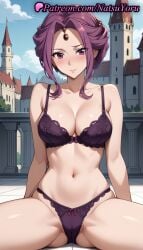 1girls ai_generated anime anime_style ass_visible_through_thighs bare_shoulders blue_sky blush bow bow_bra bow_panties bra breasts bust busty cameltoe castle cleavage closed_mouth cloud collarbone day female female_focus female_only forehead forehead_jewel hentai jewelry lace-trimmed_bra large_breasts lingerie looking_at_viewer mature_female mirelia_q_melromarc natsuyoru navel outdoors panties pantsu parted_bangs purple_bra purple_eyes purple_hair purple_panties sidelocks sitting sky smile solo solo_female spread_legs stomach tate_no_yuusha_no_nariagari the_rising_of_the_shield_hero thighs underwear underwear_only voluptuous voluptuous_female