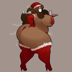 big_breasts christmas christmas_outfit fat_ass huge_breasts masked masked_female original srnava tagme thick_ass thick_thighs