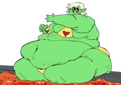 1girls bbw bikini fat_fetish female green_skin kaboodledoodles lava lord_dominator obese obese_female overweight overweight_female red_eyes wander_over_yonder white_hair