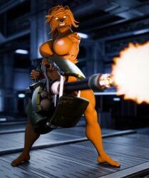 3d angry anthro bear bear_ears blender blender_(artwork) blender_cycles breasts brown_body brown_fur brown_hair dasha_(petruz) digital_media_(artwork) female firing_weapon fur furry furry_only gatling_gun gun hair hi_res machine_gun mammal minigun muzzle_flash nipples nude petruz petruz_(modeler) ranged_weapon shooting shooting_gun solo theant/thedirtyant weapon