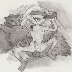 1boys adventure_time beastiality blindfold blindfolded canine canine_genitalia canine_penis cum dog fellatio femboy finn_the_human long_hair lynxfurr male_only nude on_back penis rape wolf wolves zoophilia