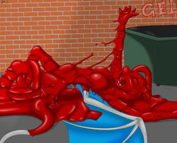 anthro armpits breasts dr.chips dragon dripping encasement fayren female goo oral red-gel(candy) restrained sapphire sapphire_(dr.chips) simple_background slime sticky struggling stuck tentacle vaginal_penetration