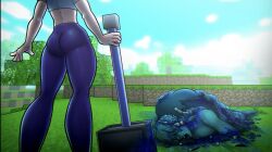 ass blood brain death exposed_spine female_death gore guro hornycraftgame warden_(minecraft)