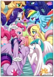 anthro applejack_(mlp) big_breasts fluttershy_(mlp) friendship_is_magic multiple_paizuri my_little_pony paizuri palcomix pinkie_pie_(mlp) princess_celestia_(mlp) princess_luna_(mlp) rainbow_dash_(mlp) rarity_(mlp) spike_(mlp) twilight_sparkle_(mlp) yuri
