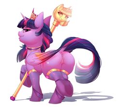 2017 alicorn anus ass clothing cutie_mark dock equine evehly female feral friendship_is_magic hair hi_res horn mammal my_little_pony purple_eyes simple_background solo twilight_scepter_(mlp) twilight_sparkle_(mlp) white_background wings