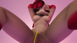16:9 3d_(artwork) 4_ears absurd_res anthro anus avali bodily_fluids breasts digital_media_(artwork) female genital_fluids genitals hi_res huge_filesize multi_ear nude_anthro peeing ronuki solo urine urine_stream watersports white_body widescreen