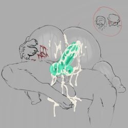 1cuntboy artful_(die_of_death) balls big_ass blood blood_drip blush bubble_butt claws cock cum cum_drip cum_inside cumshot die_of_death_(roblox) drool finished fur furry knotted_penis male_on_bottom male_on_male male_on_top male_penetrated males_only messy pursuer_(die_of_death) sharp_teeth sweat thick_ass thick_legs viewed_from_behind wound