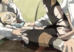 crying_with_eyes_open female kizaki_asuna nipples occultic;nine panties_aside panties_under_pantyhose pantyhose rape short_hair small_breasts spread_legs tears torn_pantyhose vaginal_penetration