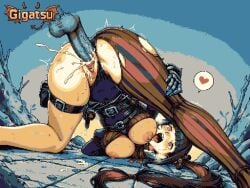 ai_assisted ai_generated animated animation ass_up blush breasts breasts_out cum cum_in_pussy cum_inside female gigatsu interspecies limited_palette monster monster_on_female nipples open_mouth pixel_animation pixel_art twitching vaginal_penetration vaginal_sex