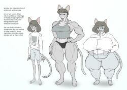 1girls belly big_breasts black_eyes black_panties blue_sclera breasts cat_ears cat_girl cat_tail catgirl character_description character_profile character_sheet chubby chubby_anthro chubby_female clothed clothed_female clothing fat_female female female_only flat_chest flat_chested front_view furry furry_female furry_only grey_body grey_fur grey_hair hand_on_hip hands_on_hips huge_belly huge_breasts kristina_(vr457) long_shirt metamorphosis muscular muscular_anthro muscular_female narrowed_eyes original_character panties pants shirt short_hair shorts simple_background singlet skinny skinny_anthro skinny_female small_breasts smile smiling smiling_at_viewer standing text thick_thighs variations vr457 white_background
