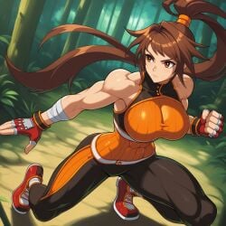 abs ahe_gao ai ai_assisted ai_generated arc_system_works athletic athletic_female bandage blowjob brown_eyes brown_hair controlled dnf dnf_duel dungeon_and_fighter fighter_(dungeon_and_fighter) hypnosis long_hair mind_control mindfuck muscular muscular_female rolling_eyes sleeveless_shirt sleeveless_sweater striker_(dnf_duel) striker_(dungeon_and_fighter) tied_hair vaginal_penetration vaginal_sex