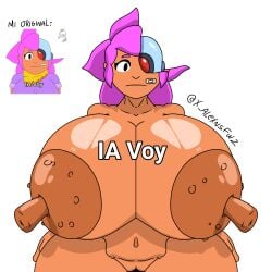 1girls bandaid bandaid_on_face big_breasts brawl_stars breasts cyborg female female_only glands_of_montgomery huge_ass huge_breasts hyper_breasts looking_at_viewer massive_breasts meme purple_hair reference_image shelly_(brawl_stars) shiny_skin solo solo_female solo_focus thick_thighs wide_hips wide_thighs x_alexnsfw2