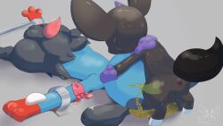 16:9 4k absurd_res anthro anus ass blue_body blush blush_lines bodily_fluids bondage clinging collar cum duo face_fucking face_mounting fakemon fan_character fellatio forced generation_4_pokemon genital_fluids genitals green_penis hi_res horn irrumatio leaking_cum male male/male nahi nintendo oral peeing peeing_inside penile penis penis_in_mouth pokemon pokemon_(species) rear_view riolu rioni sex size_difference size_play small_dom_big_sub spreading standing sweat sweatdrop tail urine urine_in_mouth watersports widescreen x-ray_view zorio