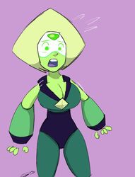 1girls alternate_breast_size blonde_hair blush breast_expansion bursting_breasts gem gem_(species) godalmite green_eyes green_skin limb_enhancers nipples peridot_(steven_universe) sequence steven_universe sweat watermark