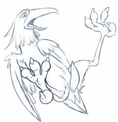 2017 avian bird feral lying male on_back onigrift penis sketch spread_legs spreading talons tapering_penis wings