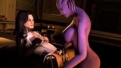 3d animated areolae asari bouncing_breasts breasts dickgirl erection female futa_on_female futanari intersex mass_effect miranda_lawson nipples no_sound nude penis sfmfuntime source_filmmaker spread_legs video