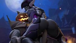 1boy 1girls 3d alternate_costume animated areolae arhoangel ass audiodude balls blender breasts cowgirl_position eichenwalde_(map) erection female grey_skin halloween male nipples no_sound overwatch penis pharah possessed_pharah pumpkin_reaper reaper sex straight tagme testicles video white_eyes