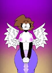 alchie_(species) ass big_breasts brown_hair cuts_on_arms doodle_rainzy(character) female ibispaintx wings youtube youtube_hispanic youtuber