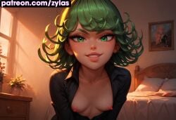 ai_generated cleavage one-punch_man pink_nipples ryuuziken01 small_breasts smile tatsumaki