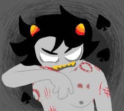 1boy 1boys alien alien_humanoid bite bite_marks biting black_hair black_hair_male blood bloody bruise bruises color colored colored_skin grey_skin grey_skin hate hate_fuck hate_sex hickey hickey_marks hickeys homestuck homestuck_troll horn horns humanoid humanoid_alien kankri_vantas male male_focus male_only miracrails nude nude_male nudity scratch scratch_marks scratches scratching sharp_teeth short_hair short_hair_male solo solo_male sweater troll