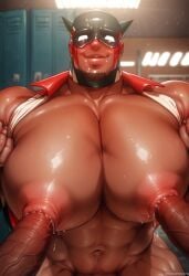 ai_generated big_cocks big_dick big_pecs boob_job boobfuck boobjob cock dick male_only man_boobs manboobs moobs nai_diffusion nipple_fucking nipple_penetration pecs pectorals rokuworshiper stable_diffusion