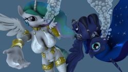 2girls 3d air_bubbles anthro aquaphilia bikini black_bikini black_swimsuit breasts bubbles cleavage dream drunk_crowley equine female female_only fetish friendship_is_magic hasbro huge_breasts imminent_sex imminent_threesome looking_at_viewer my_little_pony navel pov princess_celestia_(mlp) princess_luna_(mlp) sisters source_filmmaker swimsuit underwater unicorn water wet_dream white_bikini white_swimsuit