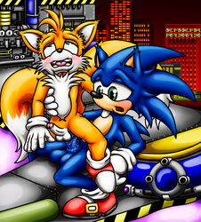 2017 absurdres anal anal_sex anthro balls canine duo erection fox furry happyanthro hedgehog highres male mammal nude penetration penis sex sonic_(series) sonic_the_hedgehog sonic_the_hedgehog_(series) sonic_the_hedgehog_2 tails yaoi