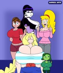 big_breasts breasts cassie_(theycallhimcake) cleavage darrellsgrotto disgust_(inside_out) female huge_breasts thick_thighs wide_hips