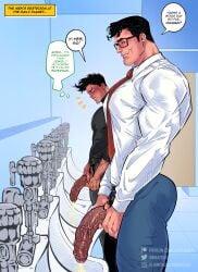 2boys balls bara batman_(series) big_penis clark_kent daddy damian_wayne dc dc_comics dilf duo duo_focus english_text foreskin foreskin_overhang gay human human_focus justthemeat/meat2go kal-el male male/male male_focus male_only manly mature_male muscular muscular_male partially_retracted_foreskin peeing penis robin_(damian_wayne) robin_(dc) superhero superman superman_(clark_kent) superman_(series) text uncircumcised uncircumcised_penis unretracted_foreskin