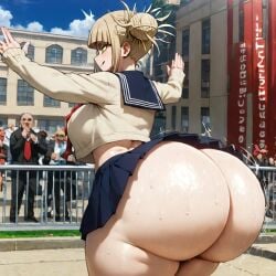 1girls ai_assisted ai_generated big_ass civitai himiko_toga huge_ass kalagod miniskirt my_hero_academia no_panties school_uniform skirt twerking