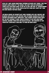 blush blush_lines bread canid canine canis cereal chair clothing comic crop_top cunnilingus domestic_dog english_text female feral food footwear furniture group hi_res human male male/female mammal oral panties public public_sex questionable_consent risky_sex scorchedrose9 sex shirt socks story_in_picture table text toast topwear tremble_spikes trio underwear vaginal_penetration zoophilia