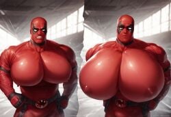 ai_generated big_pecs deadpool latex leather man_boobs manboobs marvel moobs nai_diffusion pecs pectorals rokuworshiper solo_male spandex stable_diffusion