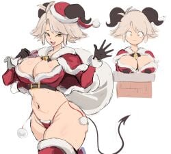 1girls chimney christmas rakeemspoon santa_costume susan_(rakeemspoon) tagme white_background white_hair