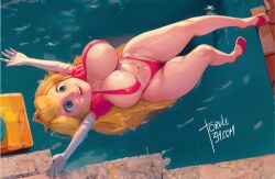 1girls bikini blonde_hair breasts cleavage female female_only high_heels light-skinned_female long_hair mario_(series) nintendo princess_peach princess_peach_(movie) royalty solo super_mario_bros._(2023_film) thick_thighs thighs torule34 wide_hips