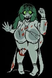 areolae_bulge beware blood crazy crazy_eyes female_only horror_sans horrornegative horrortale insane lab_coat large_breasts pixel_art protect_your_cock rule_63 sans sans_au socks torn_clothes undertale undertale_au visible_bone wide_hips