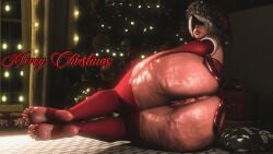 1girls 3d big_ass christmas feet huge_breasts icyshadowx laying_on_side looking_at_viewer nier:_automata pawg thick_ass yorha_2b