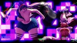 3d 3girls doki_doki_literature_club kiro93591529 looking_at_viewer miside mita_(miside) monika_(doki_doki_literature_club) my_hero_academia ochako_uraraka tagme