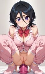 1girls ai_generated black_hair bleach bleach:_the_thousand-year_blood_war blush cute cute_face hot kuchiki_rukia kuchiki_rukia purple_eyes rengoart sexy.ai sexy_pose short_hair