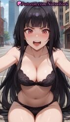 1girls :d ai_generated anime anime_style armpit bangs bare_shoulders black_bra black_hair black_panties blunt_bangs blush bra breasts building bust busty city cleavage clothing collarbone crosswalk day female female_focus female_only glass_(tate_no_yuusha_no_nariagari) hentai lace-trimmed_bra lace-trimmed_panties lace_trim large_breasts lingerie long_hair looking_at_viewer mole mole_on_breast natsuyoru navel open_mouth outdoors outstretched_arms panties pantsu red_eyes road sitting smile solo solo_female solo_focus stomach street tate_no_yuusha_no_nariagari teeth the_rising_of_the_shield_hero thighs underwear underwear_only upper_teeth_only v-shaped_eyebrows very_long_hair voluptuous voluptuous_female