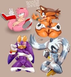 4girls absurdres amy_rose animal_humanoid anthro anus armpits ass ass_focus back badger bare_back bare_hips bare_legs bent_over big_ass blue_eyes blush boots boots_only bottomless bra_down bracelet breast_outside breasts brown_anus brown_fur brown_hair bubble_butt buttock clothing completely_nude dark_anus dirty dirty_anus dirty_ass disembodied_hand disembodied_hands embarrassed english_text exposed_torso eyelashes fangs female female_focus female_only flat_chest footwear fumes furry gloves green_eyes grey_fur grey_hair groin hair_tie hairband half-closed_eyes handwear hedgehog highres huge_ass idw_comics idw_publishing jaynatorburudragon jewelry jungle_girl kneeling legs lemur lolicon long_tail looking_back lying masturbation medium_breasts mobian_(species) mostly_nude multiple_girls naked_footwear nipples nude oerba_yun_fang open_anus open_mouth orange_fur orange_hair pants pants_down peace_sign peace_symbol perineum pink_fur pink_hair pink_nose pointy_ears pov presenting presenting_anus presenting_ass purple_eyes purple_fur purple_hair pussy pussy_juice sega shoes shorts_down small_breasts smelly smelly_anus smelly_ass sniffable_ass socks socks_only sonic_(series) sonic_advance_(series) sonic_advance_2 sonic_adventure sonic_boom_(series) sonic_frontiers sonic_the_hedgehog sonic_the_hedgehog_(comics) sonic_the_hedgehog_(idw) sonic_the_hedgehog_(series) spiked_hair spread_anus spread_ass spread_legs spread_pussy sticks_the_badger sticks_the_jungle_badger sticks_the_tejon stinky stinky_anus stinky_ass surprised swallow sweat sweatdrop tail tangle_the_lemur teeth tomboy twintails two-tone_fur two_tone_fur v vagina wave_the_swallow white_fur