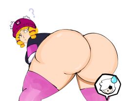 1girls ass bibi_(brawl_stars) black_eyelashes blonde_hair brawl_stars colette_(brawl_stars) female gamer_bibi lesbian no_panties pink_socks socks yellow_hair