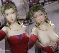 areolae artist_signature blonde_hair blush breasts final_fantasy final_fantasy_vi flashing gamesso8 selfie tagme terra_branford