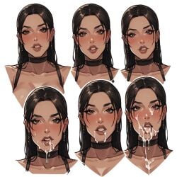 alb4art cum cum_covered cum_fetish cum_on_face facial lara_croft multiple_views