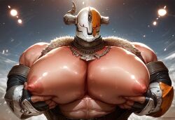 ai_generated big_pecs, man_boobs, manboobs, moobs, pecs, pectorals, rokuworshiper solo_male