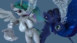 2girls 3d 3d_(artwork) air_bubbles anthro aquaphilia bikini black_bikini black_swimsuit breasts bubbles cleavage dream drunk_crowley equine female female_only fetish friendship_is_magic hasbro huge_breasts imminent_sex imminent_threesome looking_at_viewer my_little_pony navel pov princess_celestia_(mlp) princess_luna_(mlp) sisters source_filmmaker swimsuit underwater unicorn water wet_dream white_bikini white_swimsuit